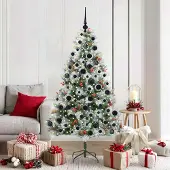 vidaXL Kunstkerstboom Groen en wit 180 cm PVC en Metaal en Plastic