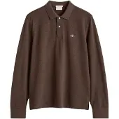 Gant Shield Regular Fit Poloshirt lange mouw Zwart Bruin, Melange