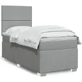 vidaXL Boxspringbed met matras, lichtgrijs, 90x190 cm, gestoffeerd