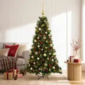vidaXL Kunstkerstboom met kerstbal 120 cm 150 LED's Warmwit
