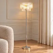 LUCANDE Vloerlamp Meritt, chroom / zilver, Woon-/ Eetkamer, Glas, Modern, vloerlamp