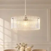 LUCANDE Hanglamp Meritt, dimbaar, helder / transparant, Woon-/ Eetkamer, Glas, Modern, hanglamp
