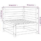 vidaXL Tuinhoekbank 2 st 70x70x67 cm massief grenenhout wasbruin