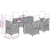 vidaXL 7-delige Tuinset met kussens poly rattan zwart