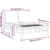 vidaXL 2-delige Loungeset met kussens bamboe donkergrijs