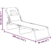 vidaXL Ligbed inklapbaar oxford stof en gepoedercoat staal taupe