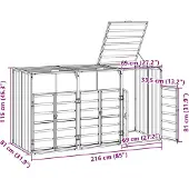 vidaXL Vuilnisbakombouw voor 3 containers, antraciet, 216x81x115 cm, staal