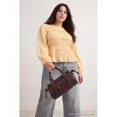 Trendyol Dames Geel Effen Lang Getailleerd Grote maten Blouses
