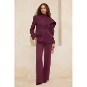 Trendyol TRENDYOLMİLLA Dames Bordeaux Effen Lang Regular fit Blazers