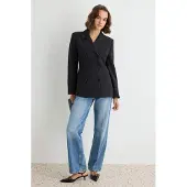 Trendyol TRENDYOLMİLLA Dames Zwart Effen Lang Regular fit Blazers