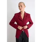 Trendyol TRENDYOLMİLLA Dames Bordeaux Effen Lang Getailleerd Blazers