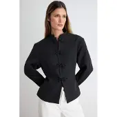 Trendyol TRENDYOLMİLLA Dames Zwart Effen Lang Regular fit Blazers