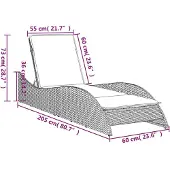 vidaXL Ligbed met kussen 60x205x73 cm poly rattan beige