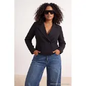 Trendyol Dames Zwart Effen Lang Relaxed fit Grote maten Blazers