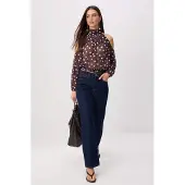 Trendyol TRENDYOLMİLLA Dames Bruin Stippen Lang Regular fit Blouses