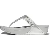 FitFlop Women Lulu Crystal-Mix Toe-Post Sandals Silver-Schoenmaat 41