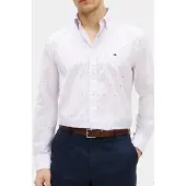 Tommy Hilfiger Flex Poplin Shirt Sweet Blue/stripe Maat: M | Casual Overhemden Outlet | Heren | Wit