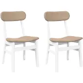 vidaXL Eetkamerstoelen met kussens 2 st massief hout rubber wit