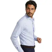 John Miller business overhemd Tailored fit effen lichtblauw katoen