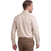 Ledub Overhemd beige Modern Fit katoen met borstzak button-down