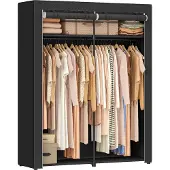 Songmics Opvouwbare kledingkast met 2 kledingroedes, Zwart