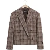 Alix The Label Dames Blazers Ladies Woven Cropped Check Blazer - Bruin - Maat L