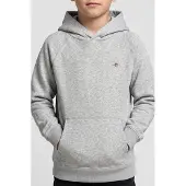 Gant Teen Unisex Shield Hoodie Light Grey Melange Maat: 158/164 | Sportkleding Outlet | kids | Grijs