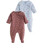 Next Rompertje/body pastelblauw / kastanjebruin