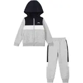 Slazenger Fleece-trainingspak met kleurblokken voor kinderen (Marine/Grijs)