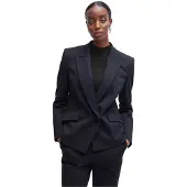 BOSS Damesblazer met strakke reverskraag en normale pasvorm (Donkerblauw)