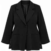 Trendyol Dames Zwart Effen Lang, Getailleerd Grote maten Blazers