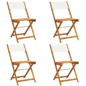 VMP 4x Houten Klapstoelen Tuin, Balkon, Terras - Acaciabeige