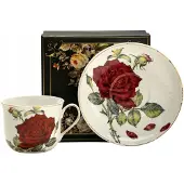 Marco polo Grote Porseleinen Kop & Schotel 420ml - Rozen Design