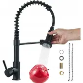 Bedee Zwarte Keukenmengkraan 44cm - 360° Draaibare Uitloop, RVS
