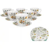Duo Daisy Porseleinen Kopjes met Schotels (6 stuks, 250 ml)