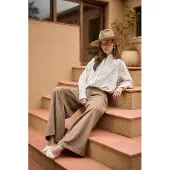 NUKUS Dames Blouses Aster Blouse Paillet - Gebroken Wit - Maat M
