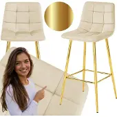 Mufart Montale Velours Barstoel - Beige & Goud - 102cm Hoog