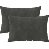 vidaXL Kussen met kussen HEERLEN 2 st Antraciet Microfiber Fleece