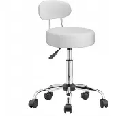 Casaria Wit Hoker Bar/Kappersstoel met Wielen en Verstelbare Hoogte