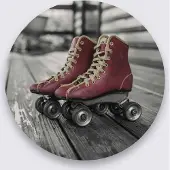 Wandkraft Schilderij - rolschaatsen - Collectie Moves - Pure Metal - 70x70cm