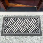 ANRO Vlechtwerk Deurmat Grijs 40x68 cm - Antislip - 3D-effect