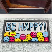 ANRO Be Happy Glitter Deurmat Meerkleurig 40x68 cm - Antislip