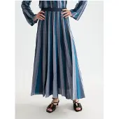 Scotch & Soda Pleated Stripe Knitted Midi Skirt Carbon Maat: S | Midi Rokken Outlet | Dames | Blauw
