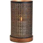 Wurm windlicht / lantaarn / theelichthouder / design mangohout staal goud zwart
