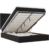 vidaXL Ottoman bed met matrassen en LED's 140x200cm fluweel zwart