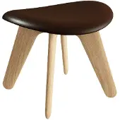 Tom Dixon Slab Voetenbank Naturel / Choko Leather - Krukken Eiken Natural - SLLCOU01NASY5004