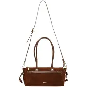 Biba Leren schoudertas in baguette-stijl (Chocolade)