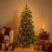 vidaXL Kunstmatige Hinged Kerstboom 120 cm 150 LED's Warmwit PE & PVC