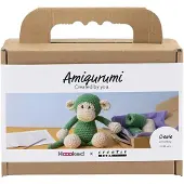 Creativ Company haakpakket amigurumi aap groen off white katoen.