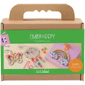 Creativ Company borduurwerk knutselset voor kinderen - vlinder, schelp en regenboog.